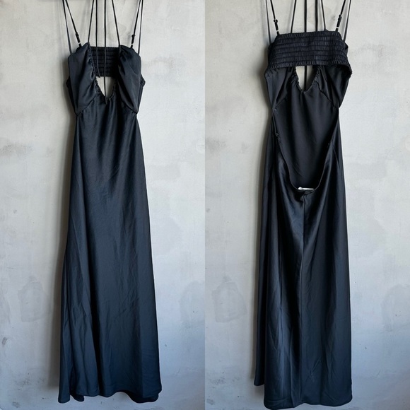 A.L.C. Sienna Halter Neck Black Slip Midi Dress - Picture 3 of 9
